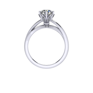 round diamond with cathedral tulip pave prong twist engagement ring