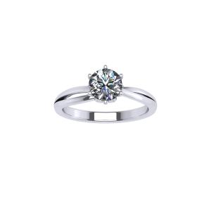 round diamond with tulip pave prong twist band engagement ring
