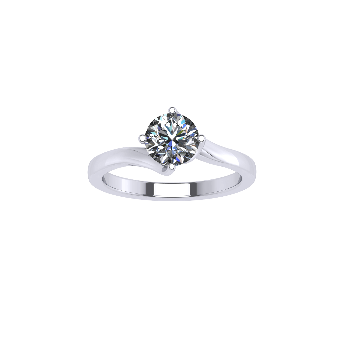 diamond on twist prong band engagement ring