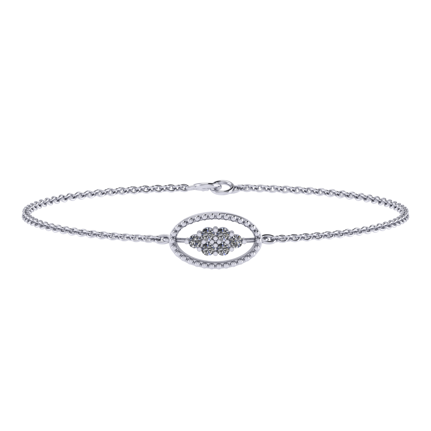 oval milgrain cluster diamond bracelet