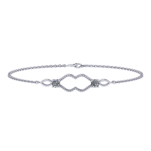 kiss shaped diamond bracelet with milgrain setting